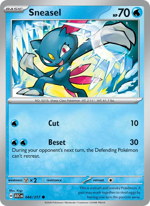 Sneasel 044/217  - Reverse Holofoil ME Ascended Heroes - Common