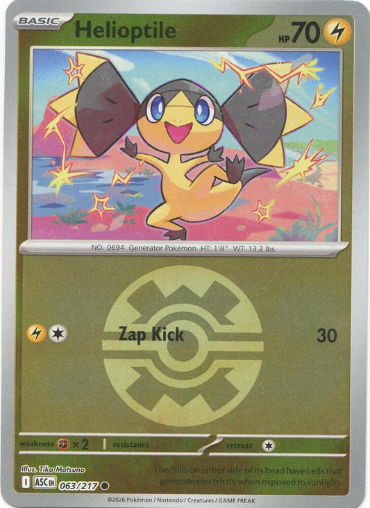 Helioptile (Quick Ball) 063/217  - Reverse Holofoil ME Ascended Heroes - Common