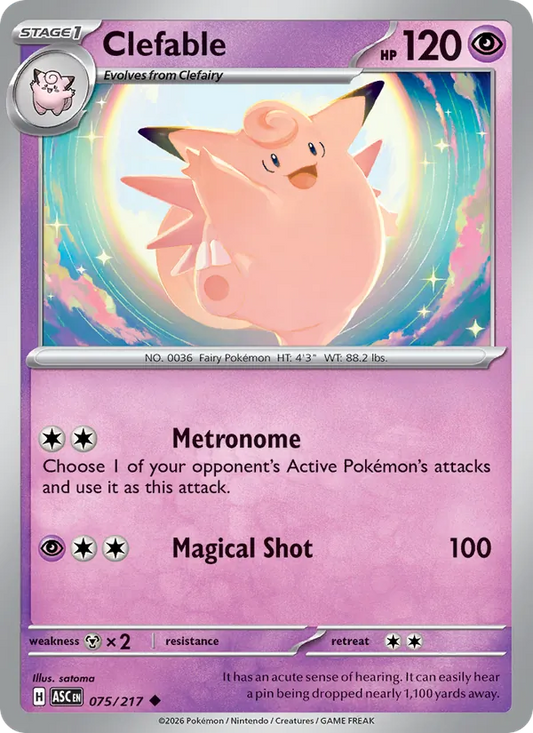 Clefable 075/217  - Reverse Holofoil ME Ascended Heroes - Uncommon