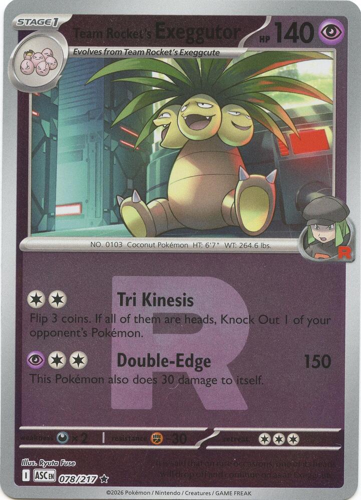 Team Rocket's Exeggutor (Team Rocket) 078/217  - Reverse Holofoil ME Ascended Heroes - Rare