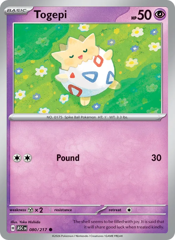 Togepi 080/217  - Reverse Holofoil ME Ascended Heroes - Common