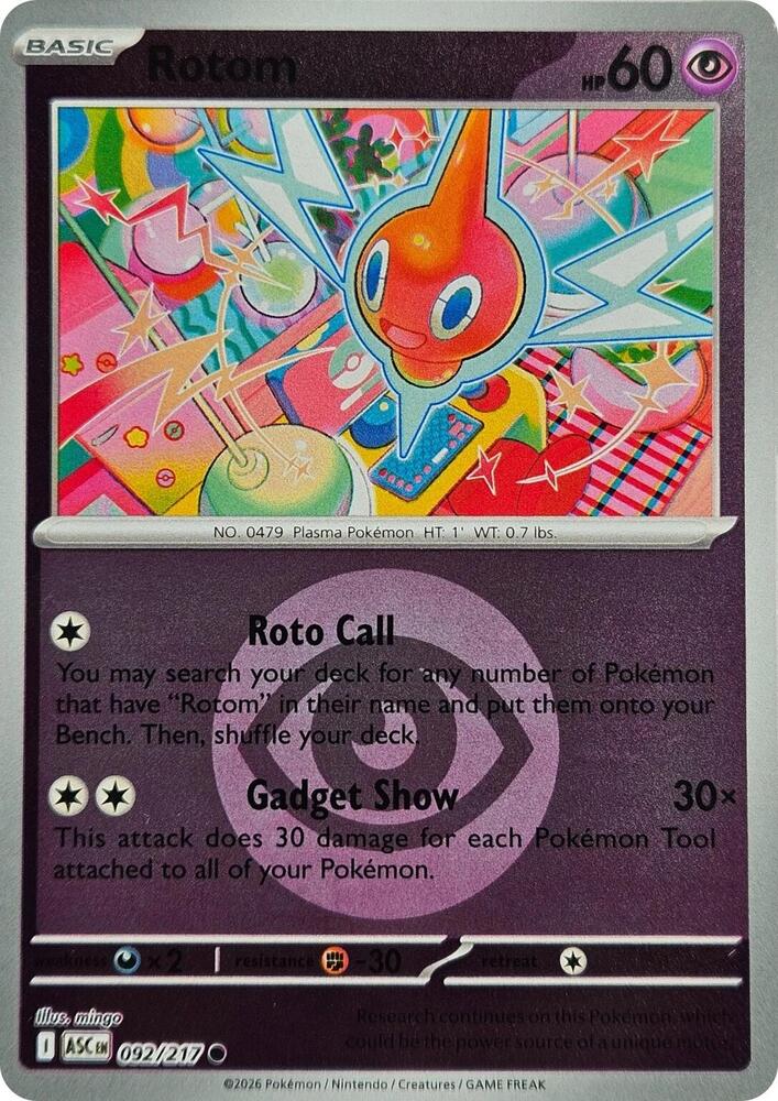Rotom (Energy Symbol Pattern) 092/217  - Reverse Holofoil ME Ascended Heroes - Common