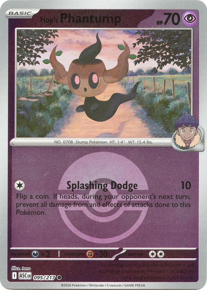 Hop's Phantump (Poke Ball) 095/217  - Reverse Holofoil ME Ascended Heroes - Common
