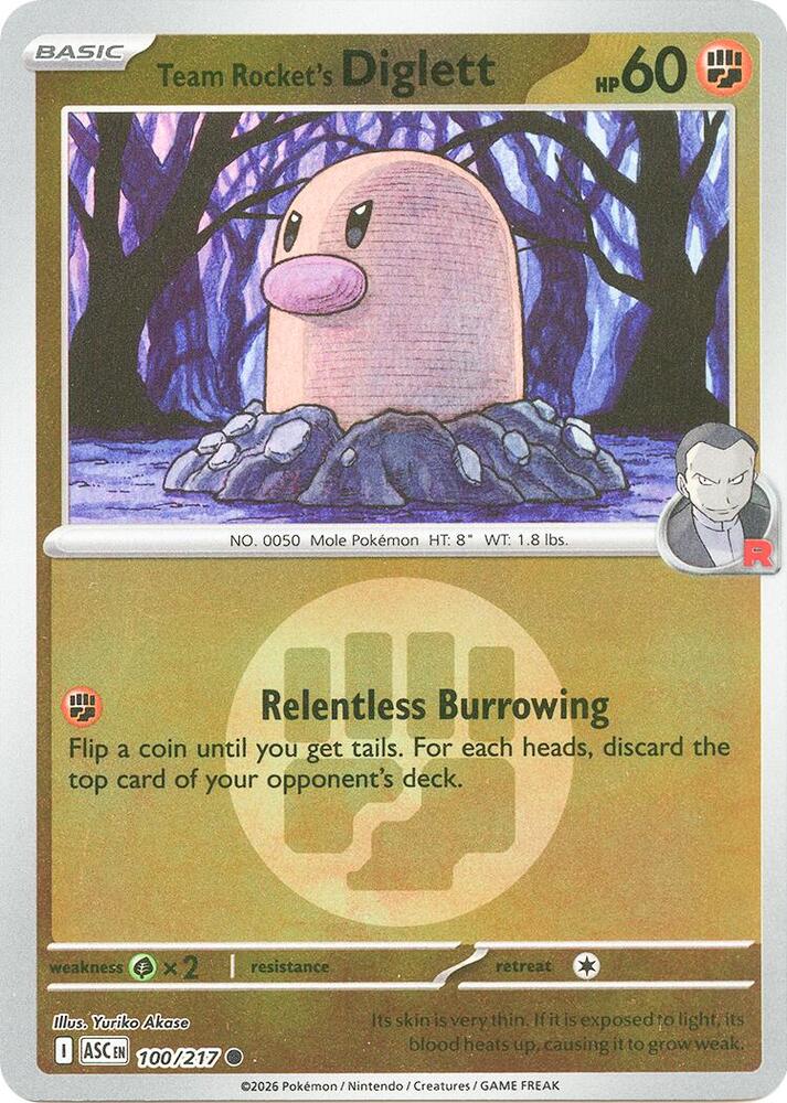 Team Rocket's Diglett (Energy Symbol Pattern) 100/217  - Reverse Holofoil ME Ascended Heroes - Common