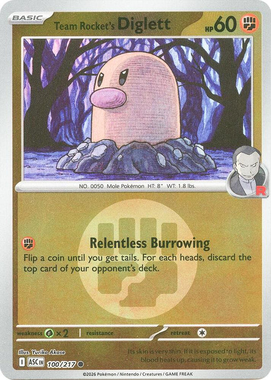 Team Rocket's Diglett (Energy Symbol Pattern) 100/217  - Reverse Holofoil ME Ascended Heroes - Common