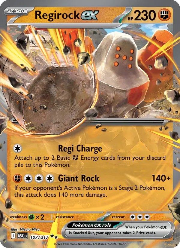 Regirock ex 107/217  - Holofoil ME Ascended Heroes - Double Rare