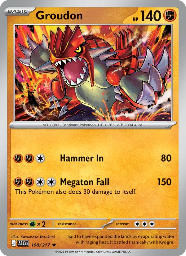 Groudon 108/217  - Holofoil ME Ascended Heroes - Rare