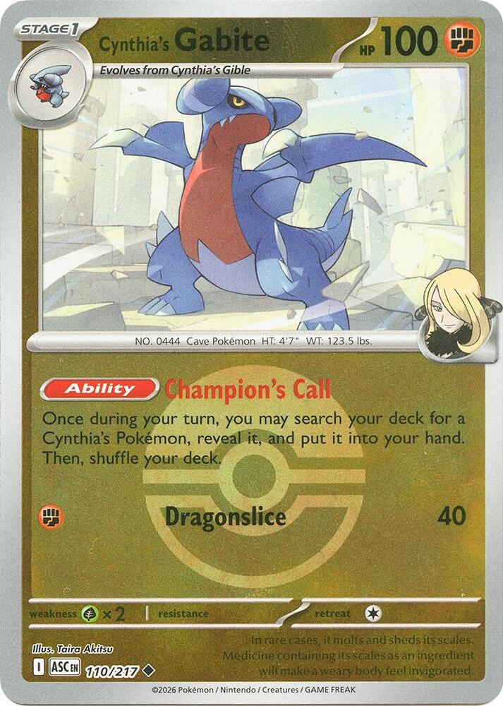 Cynthia's Gabite (Poke Ball) 110/217  - Reverse Holofoil ME Ascended Heroes - Uncommon