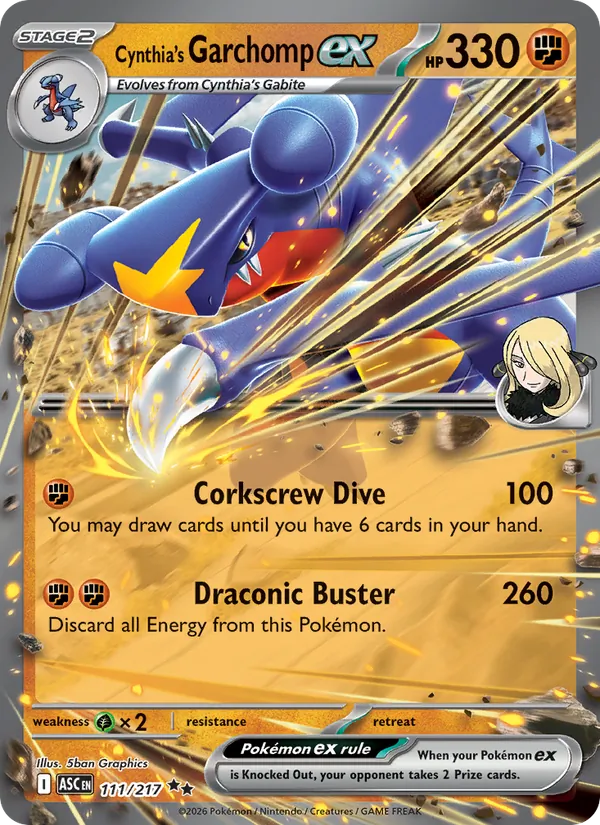 Cynthia's Garchomp ex 111/217  - Holofoil ME Ascended Heroes - Double Rare