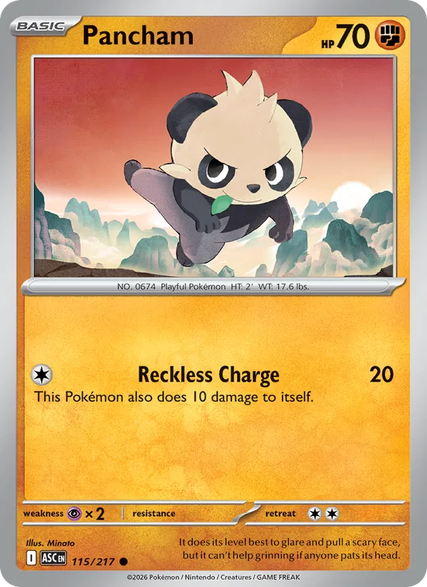 Pancham 115/217  - Reverse Holofoil ME Ascended Heroes - Common