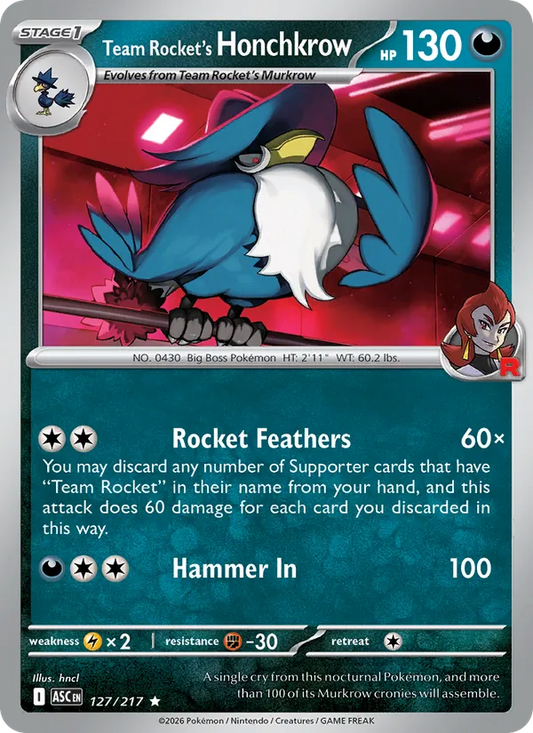 Team Rocket's Honchkrow 127/217  - Holofoil ME Ascended Heroes - Rare