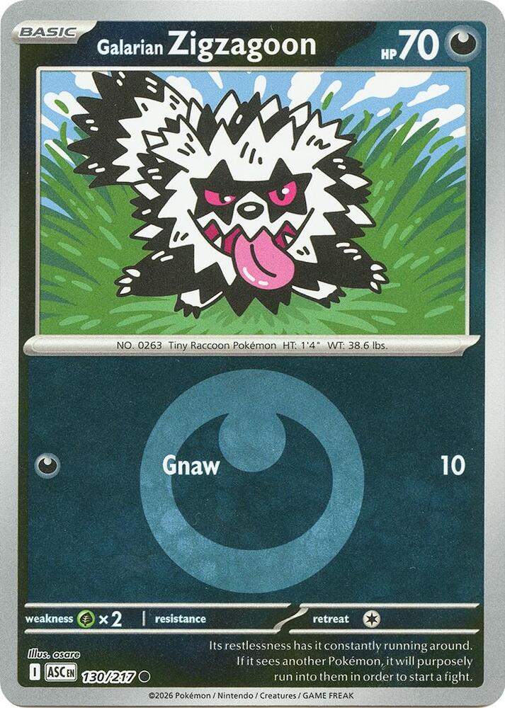 Galarian Zigzagoon (Energy Symbol Pattern) 130/217  - Reverse Holofoil ME Ascended Heroes - Common