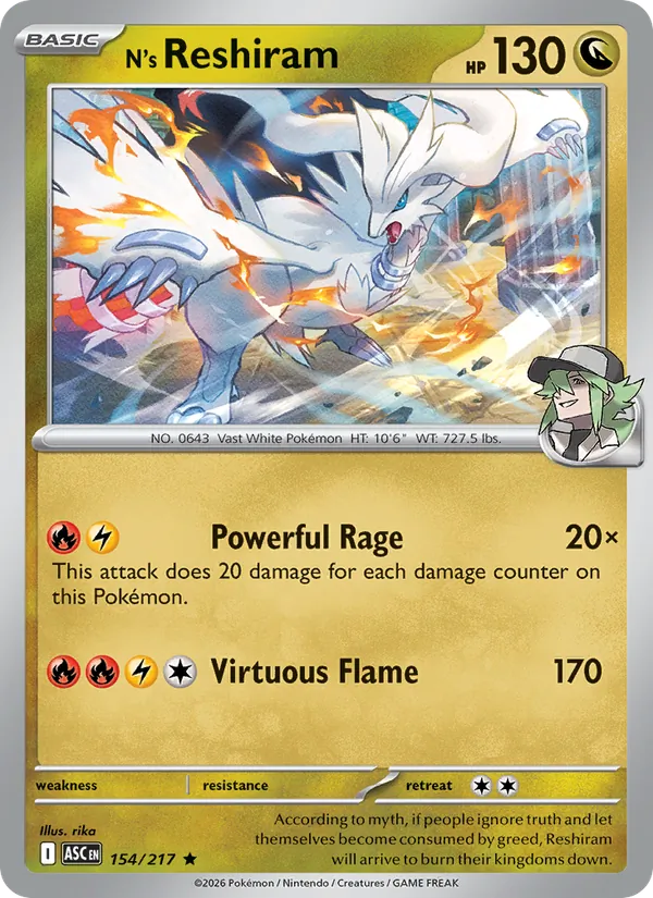 N's Reshiram 154/217  - Holofoil ME Ascended Heroes - Rare