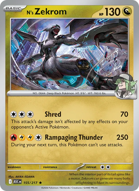 N's Zekrom 155/217  - Holofoil ME Ascended Heroes - Rare
