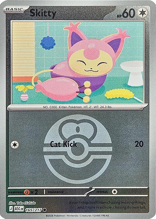Skitty (Love Ball) 165/217  - Reverse Holofoil ME Ascended Heroes - Common