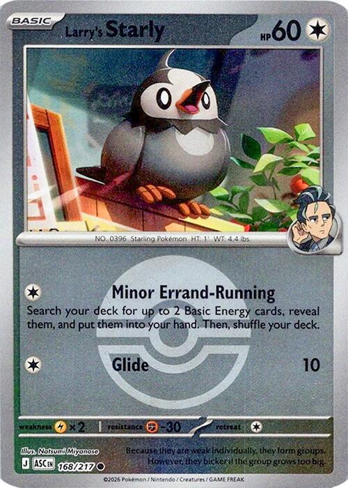 Larry's Starly (Poke Ball) 168/217  - Reverse Holofoil ME Ascended Heroes - Common