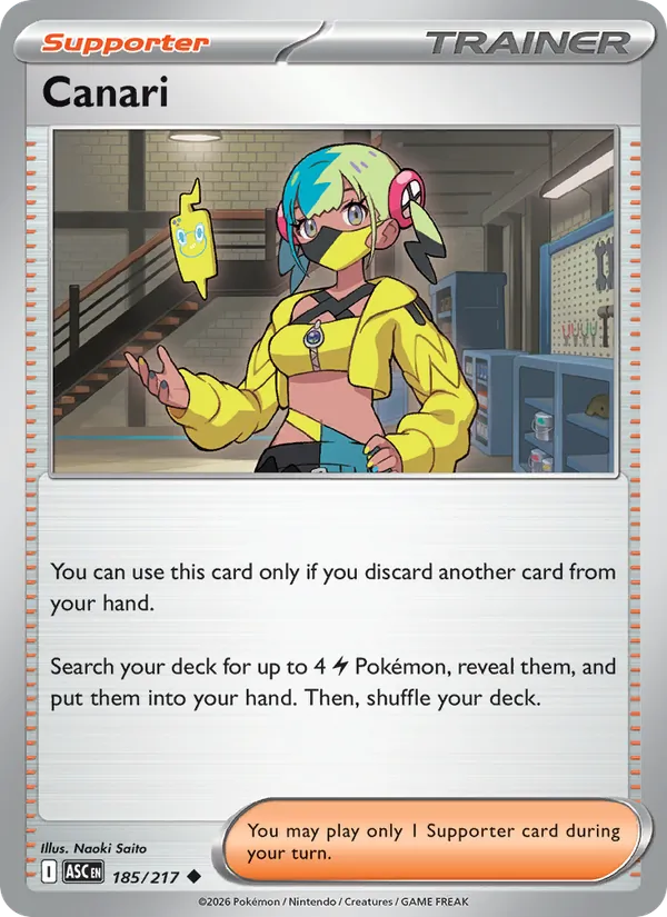 Canari 185/217  - Reverse Holofoil ME Ascended Heroes - Uncommon