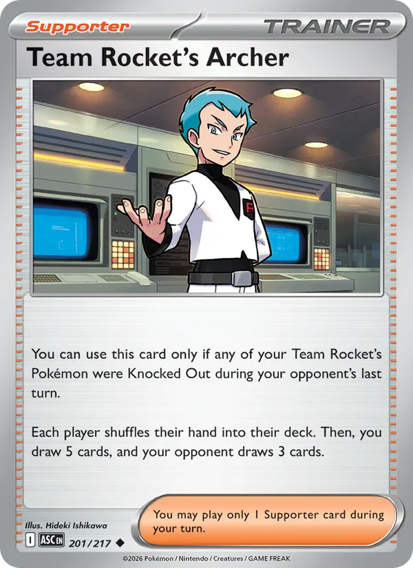 Team Rocket's Archer 201/217  - Reverse Holofoil ME Ascended Heroes - Uncommon