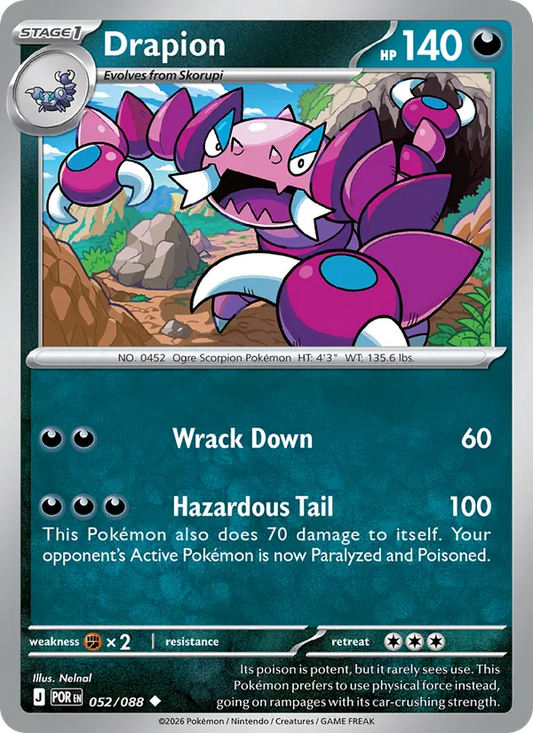 Drapion 052/088  - Reverse Holofoil ME03 Perfect Order - Uncommon