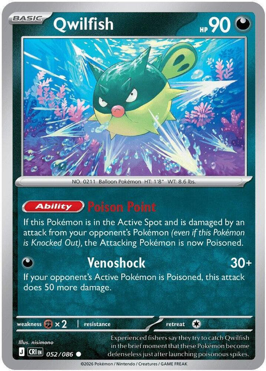 Qwilfish 052  - Reverse Holofoil ME04 Chaos Rising - Common