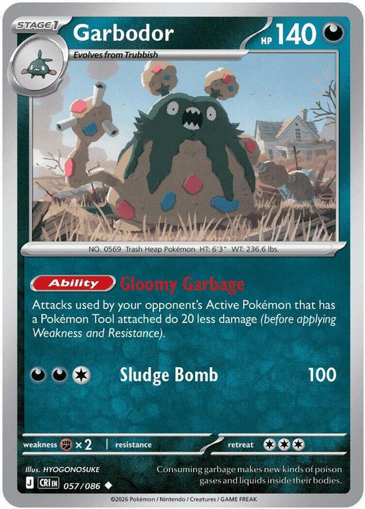 Garbodor 057  - Reverse Holofoil ME04 Chaos Rising - Uncommon