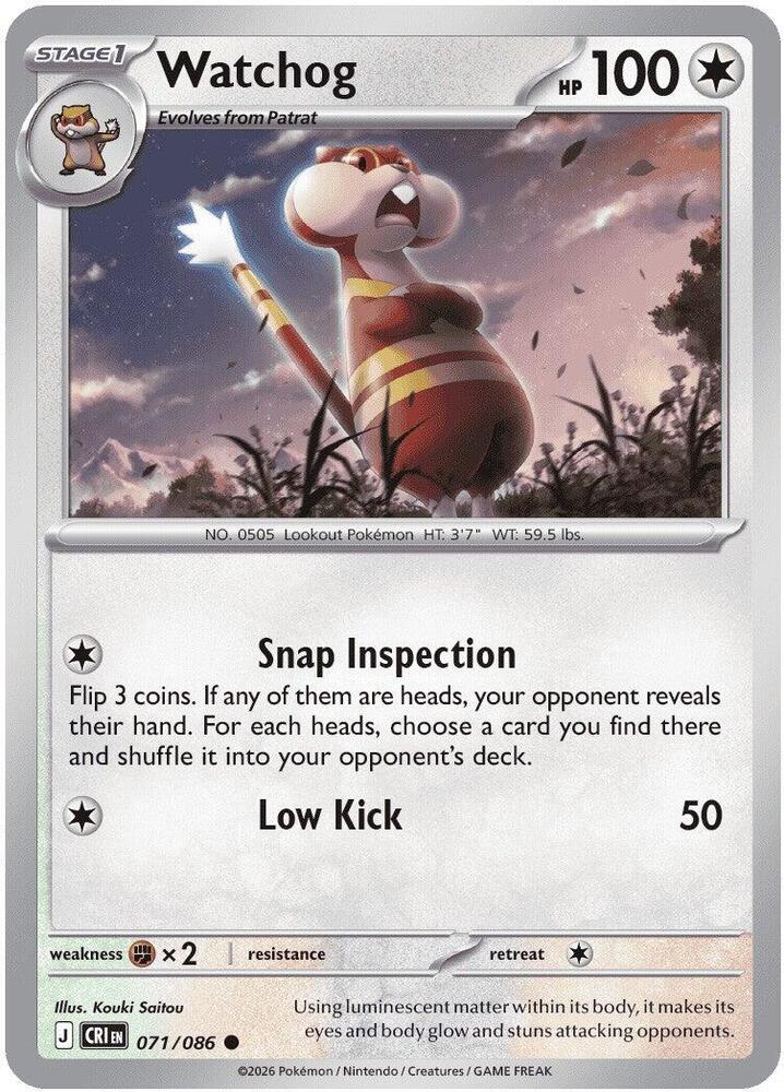 Watchog 071  - Reverse Holofoil ME04 Chaos Rising - Common