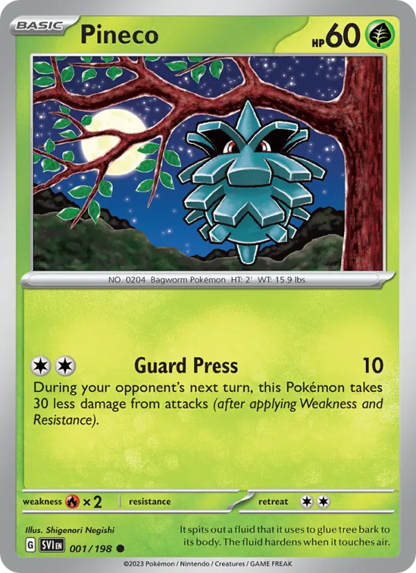 Pineco 001/198  - Reverse Holofoil SV01 Scarlet & Violet Base Set - Common