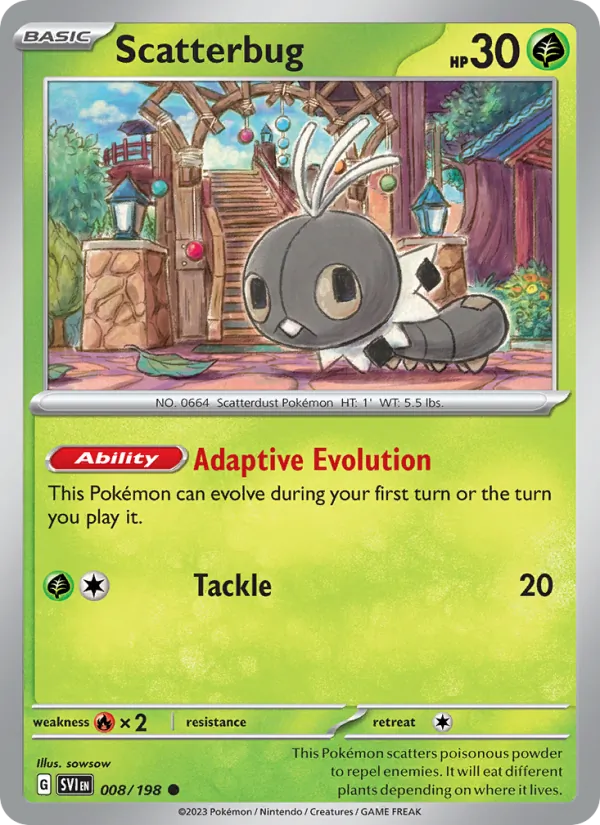Scatterbug 008/198  - Reverse Holofoil SV01 Scarlet & Violet Base Set - Common