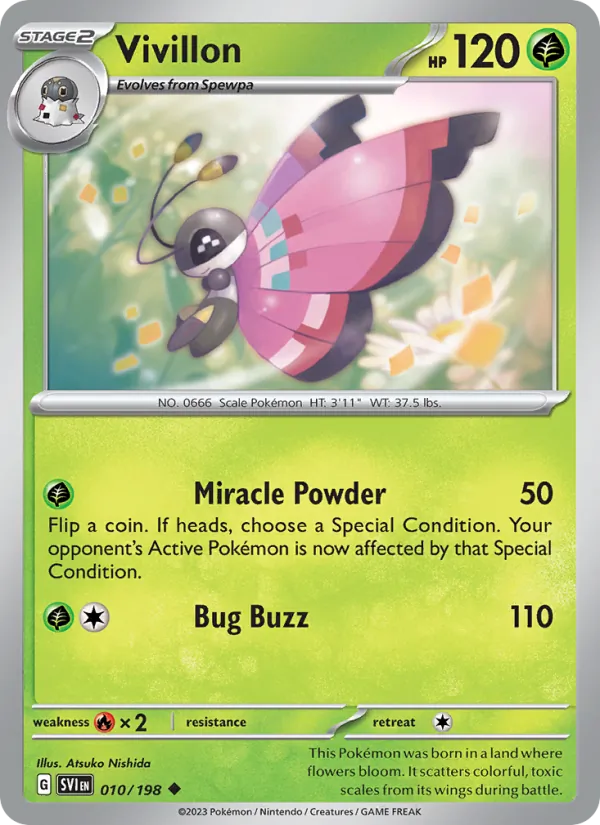 Vivillon 010/198  - Reverse Holofoil SV01 Scarlet & Violet Base Set - Uncommon