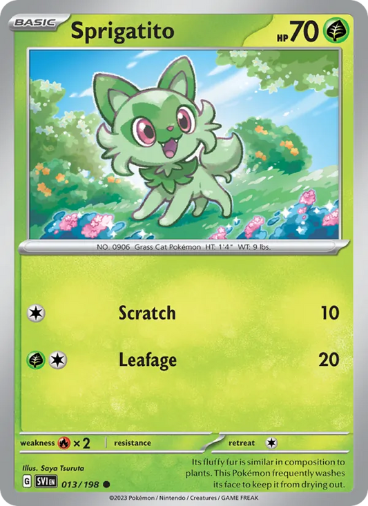 Sprigatito 013/198  - Reverse Holofoil SV01 Scarlet & Violet Base Set - Common