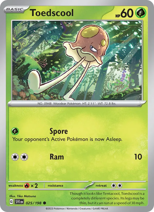 Toedscool 025/198  - Reverse Holofoil SV01 Scarlet & Violet Base Set - Common