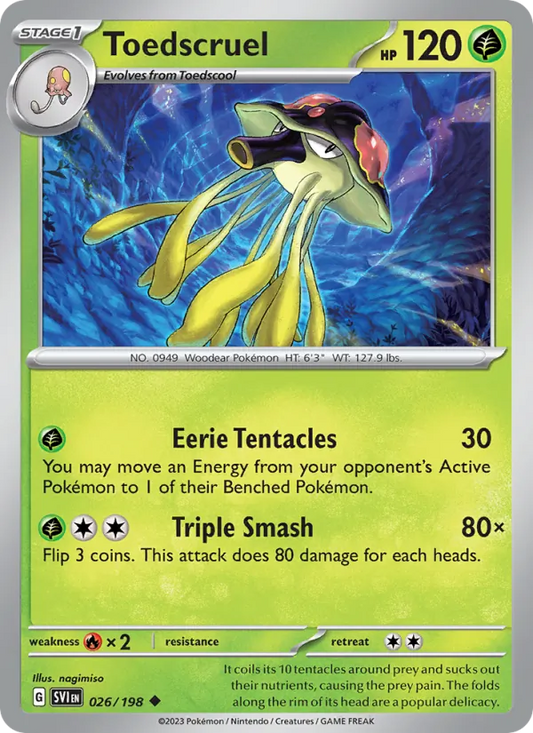 Toedscruel 026/198  - Reverse Holofoil SV01 Scarlet & Violet Base Set - Uncommon