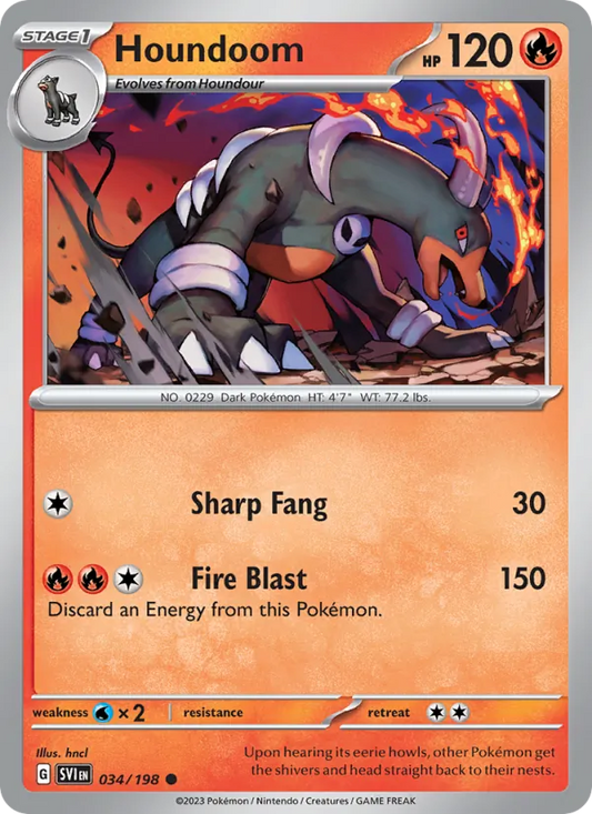 Houndoom 034/198  - Reverse Holofoil SV01 Scarlet & Violet Base Set - Common