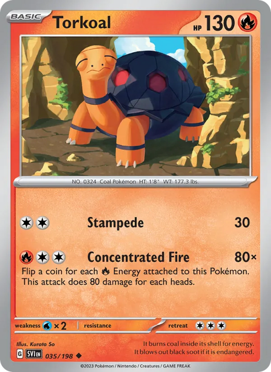 Torkoal 035/198  - Reverse Holofoil SV01 Scarlet & Violet Base Set - Uncommon