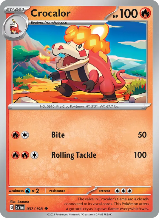 Crocalor 037/198  - Reverse Holofoil SV01 Scarlet & Violet Base Set - Uncommon