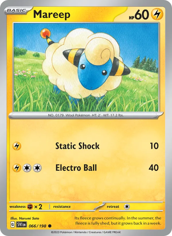 Mareep 066/198  - Reverse Holofoil SV01 Scarlet & Violet Base Set - Common