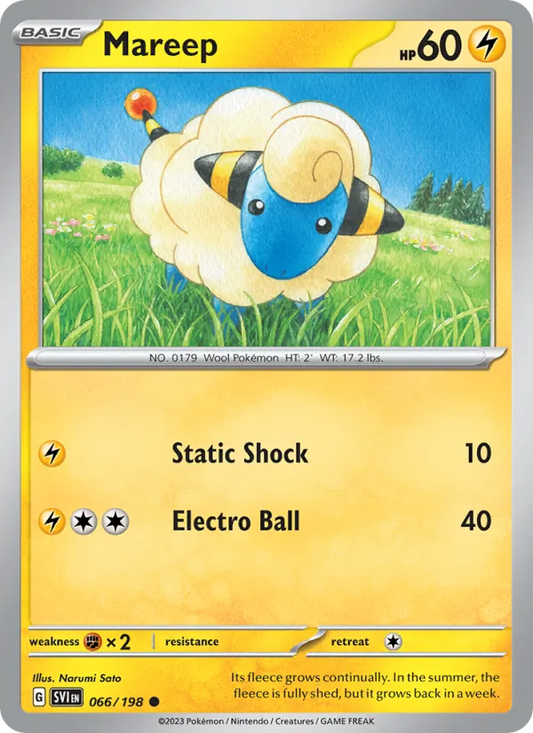 Mareep 066/198  - Reverse Holofoil SV01 Scarlet & Violet Base Set - Common