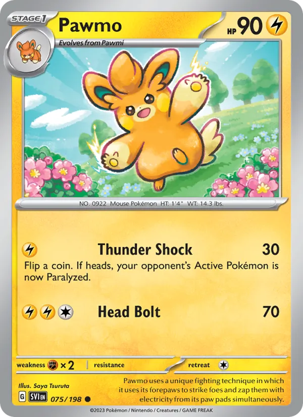 Pawmo 075/198  - Reverse Holofoil SV01 Scarlet & Violet Base Set - Common