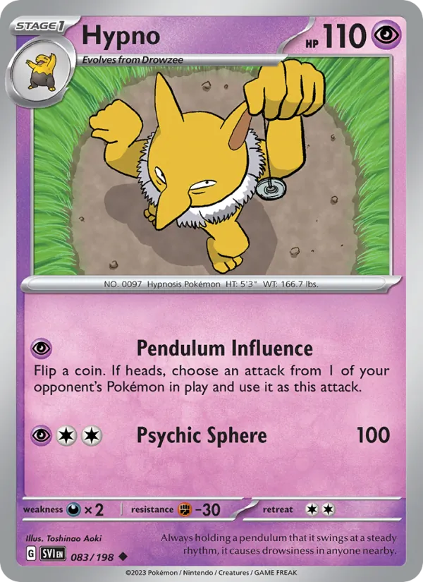 Hypno 083/198  - Reverse Holofoil SV01 Scarlet & Violet Base Set - Uncommon