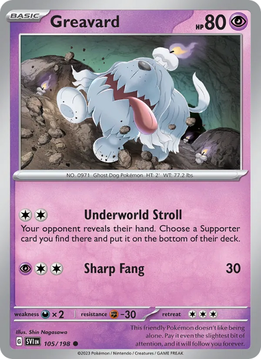 Greavard 105/198  - Reverse Holofoil SV01 Scarlet & Violet Base Set - Common