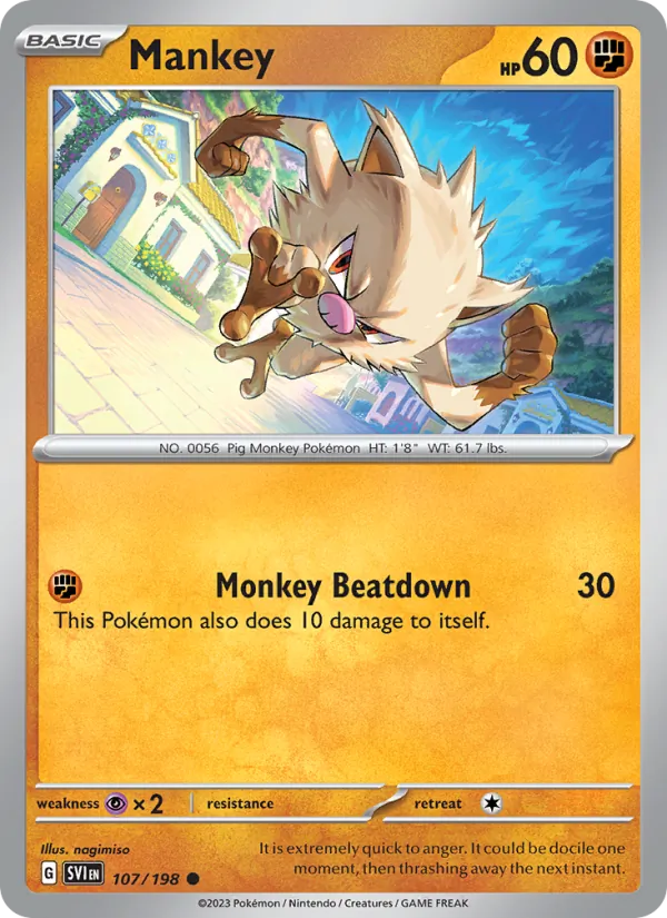 Mankey 107/198  - Reverse Holofoil SV01 Scarlet & Violet Base Set - Common