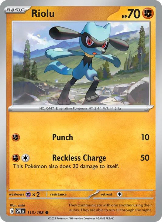Riolu 113/198  - Reverse Holofoil SV01 Scarlet & Violet Base Set - Common