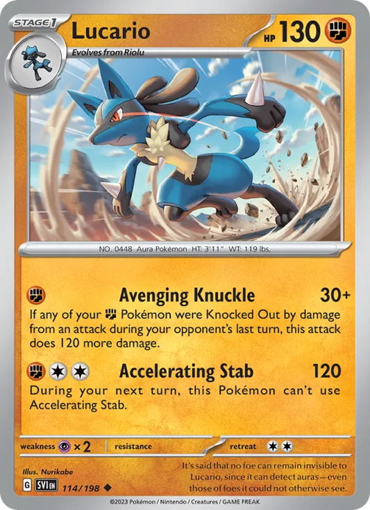 Lucario 114/198  - Reverse Holofoil SV01 Scarlet & Violet Base Set - Uncommon