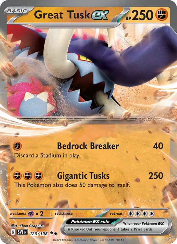 Great Tusk ex 123/198  - Holofoil SV01 Scarlet & Violet Base Set - Double Rare
