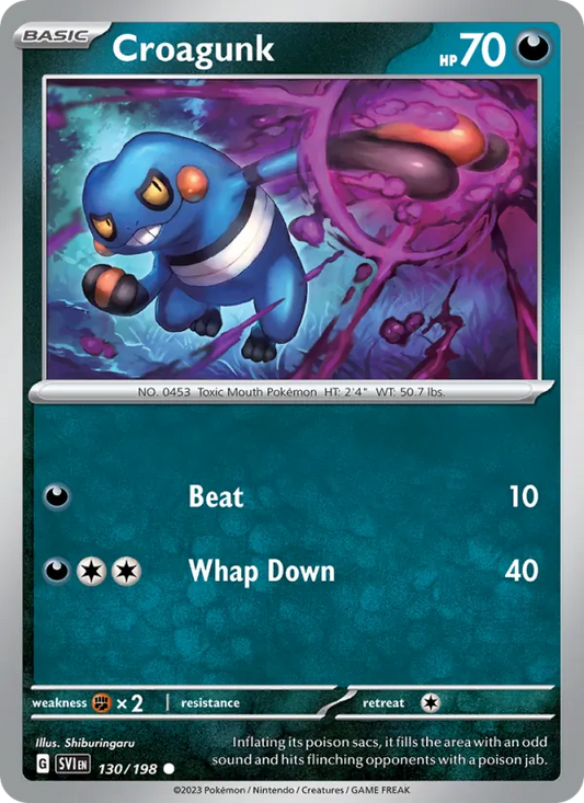 Croagunk 130/198  - Reverse Holofoil SV01 Scarlet & Violet Base Set - Common