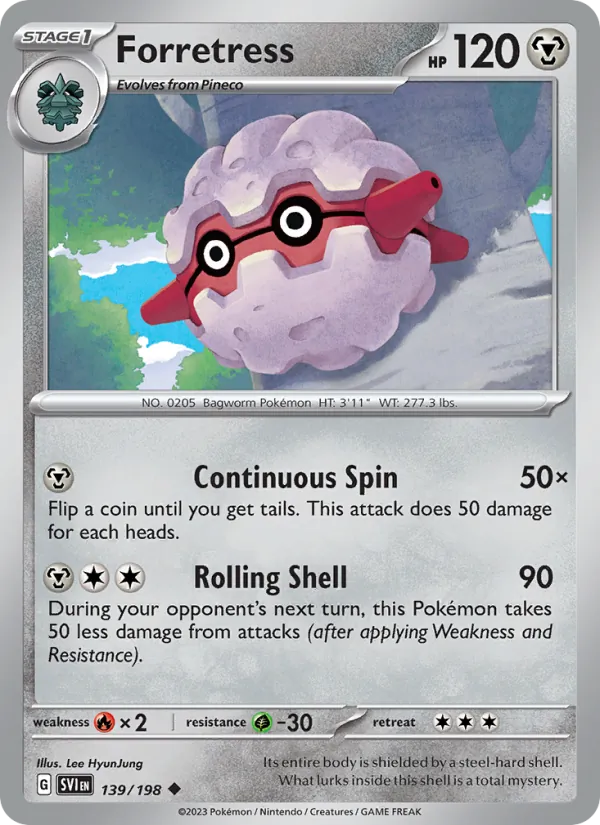 Forretress 139/198  - Reverse Holofoil SV01 Scarlet & Violet Base Set - Uncommon