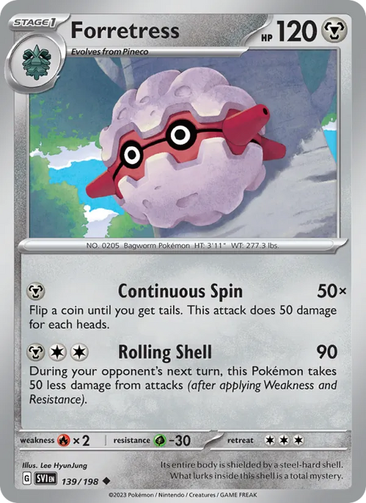 Forretress 139/198  - Reverse Holofoil SV01 Scarlet & Violet Base Set - Uncommon
