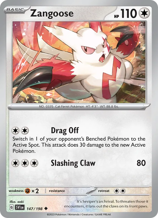 Zangoose 147/198  - Reverse Holofoil SV01 Scarlet & Violet Base Set - Uncommon
