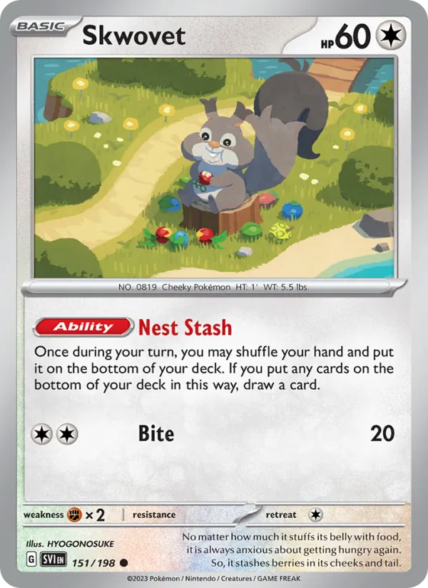 Skwovet 151/198  - Reverse Holofoil SV01 Scarlet & Violet Base Set - Common