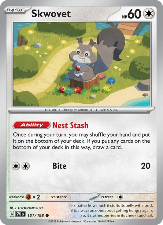 Skwovet 151/198  - Reverse Holofoil SV01 Scarlet & Violet Base Set - Common
